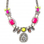 Neon Crystal Cluster Jewel Mix Statement Bib Necklace
